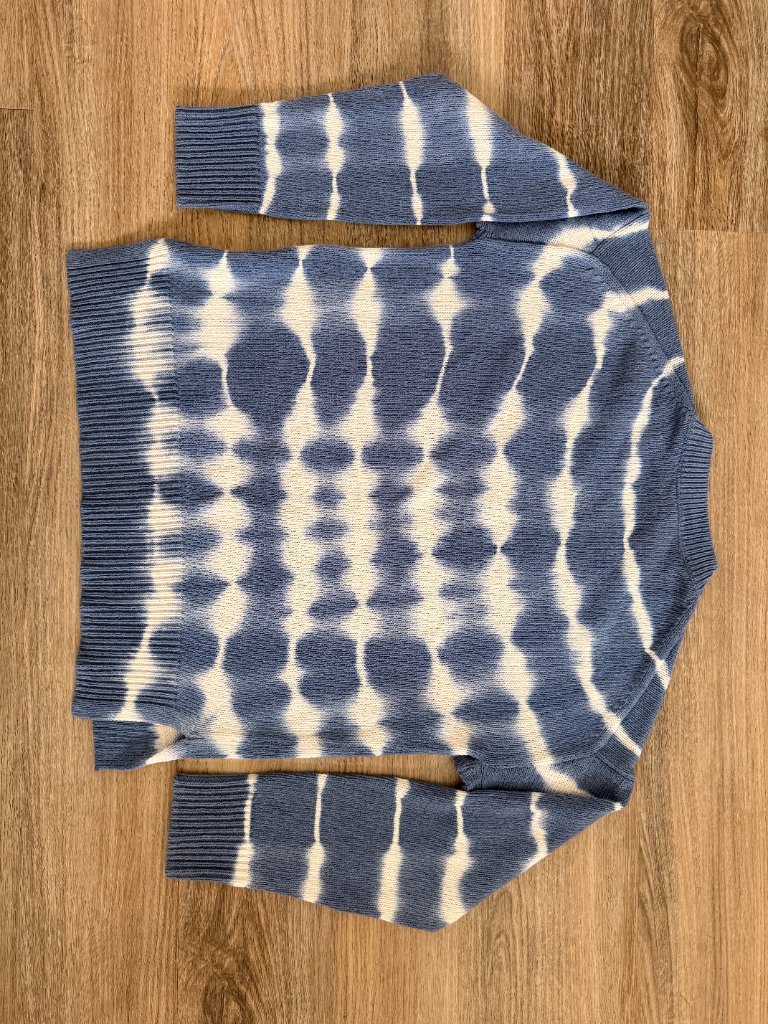 White + Warren Tie Dye Sweater Blue White Jersey Side Slits Size S — image 2 of 3